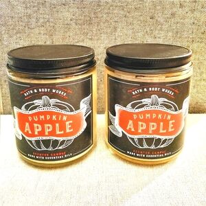 2 PUMPKIN APPLE SINGLE WICK CANDLES by Bath and Body Works BRAND NEW!